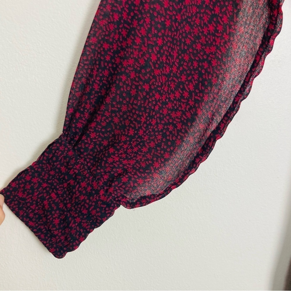 Cleobella red and black floral “Kelly” button front mini dress. Size Small. - Picture 9 of 12